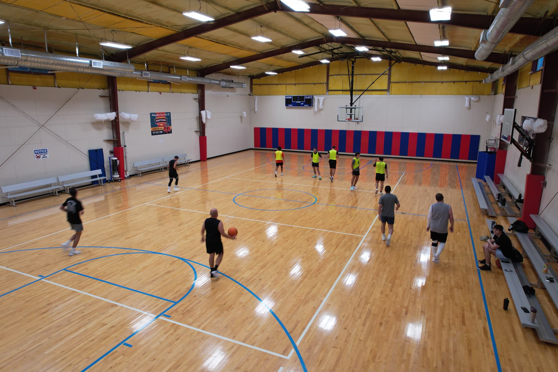 Pickup game in full swing on the private court at Hilltop Court